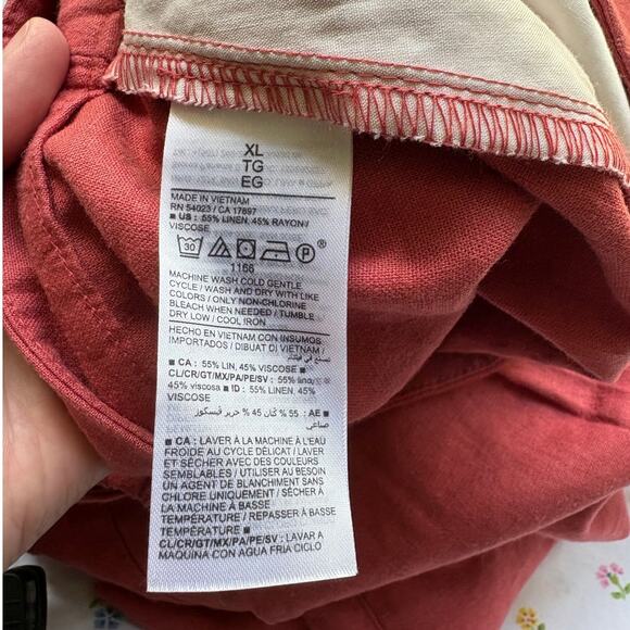 Old Navy XL Elastic Waist Linen Blend Trouser Shorts Mineral Rouge - Picture 3 of 6